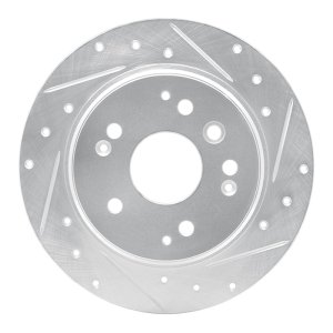 Acura TL Brake Rotor (1) - Rear Right - R1 Concepts - Drilled & Slotted - Silver - `99-`11